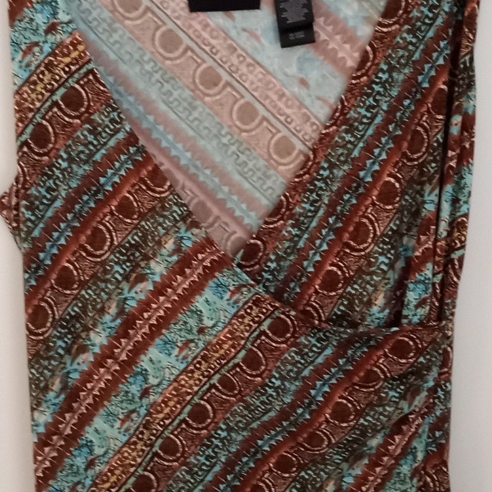 axcess turquoise and brown print dress - Picture 3 of 4